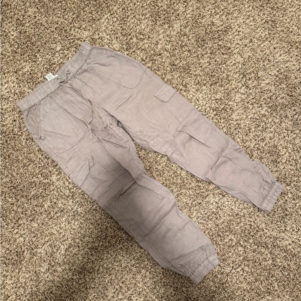 Nicole Miller Light Gray Linen Pants